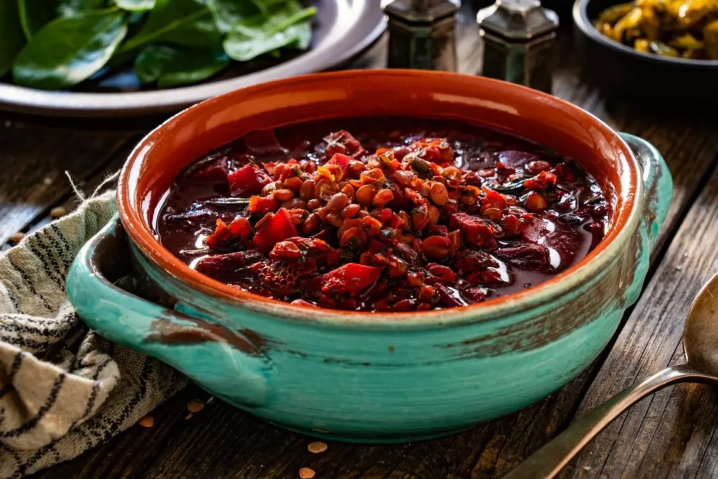 تصویر مرتبط با طرز تهیه آش لبو شمالی با چغندر قرمز و طعمی ملس و خوش‌رنگ