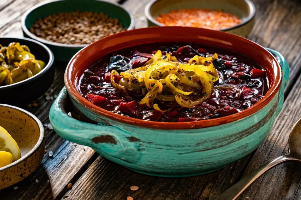تصویر مرتبط با طرز تهیه آش لبو شمالی با چغندر قرمز و طعمی ملس و خوش‌رنگ