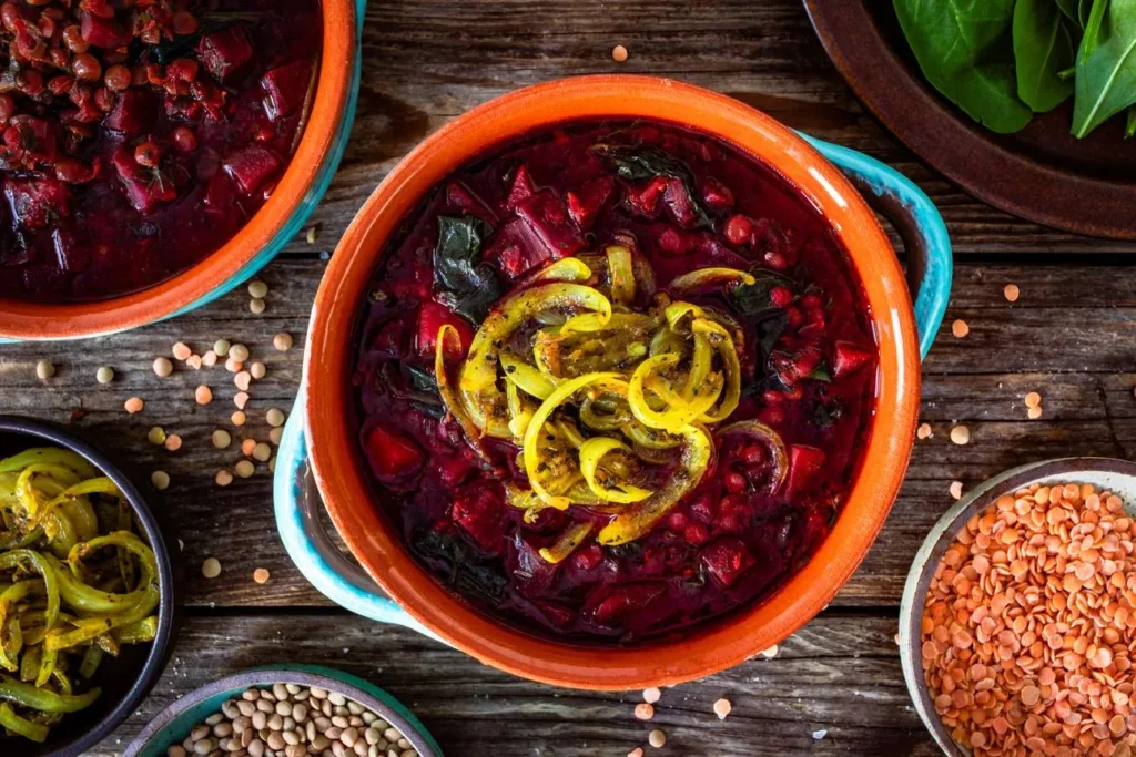تصویر مرتبط با طرز تهیه آش لبو شمالی با چغندر قرمز و طعمی ملس و خوش‌رنگ