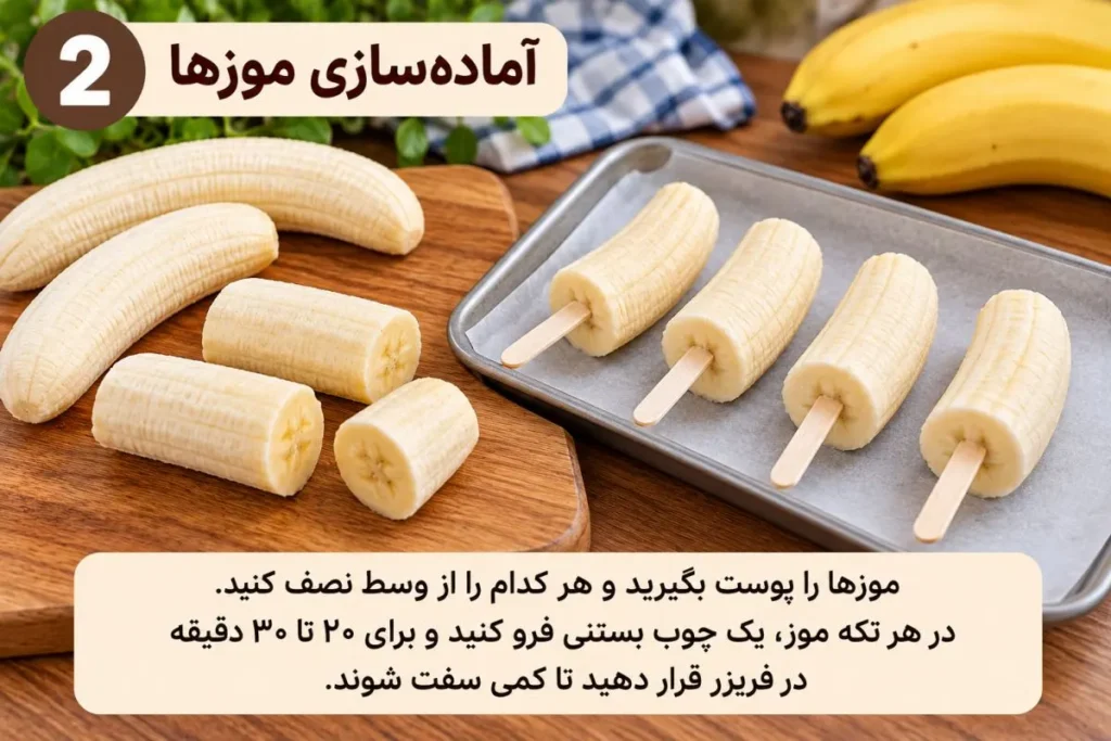 تصویر مرتبط با طرز تهیه موز شکلاتی با روکش پسته؛ دسر ساده و بدون نیاز به فر