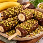 دسر موز شکلاتی با روکش پسته خردشده