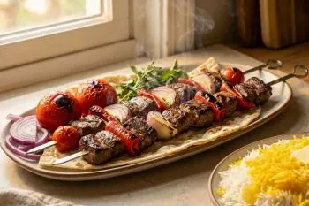 کباب کهتویه هرمزگانی با گوشت گوسفندی و لیمو عمانی