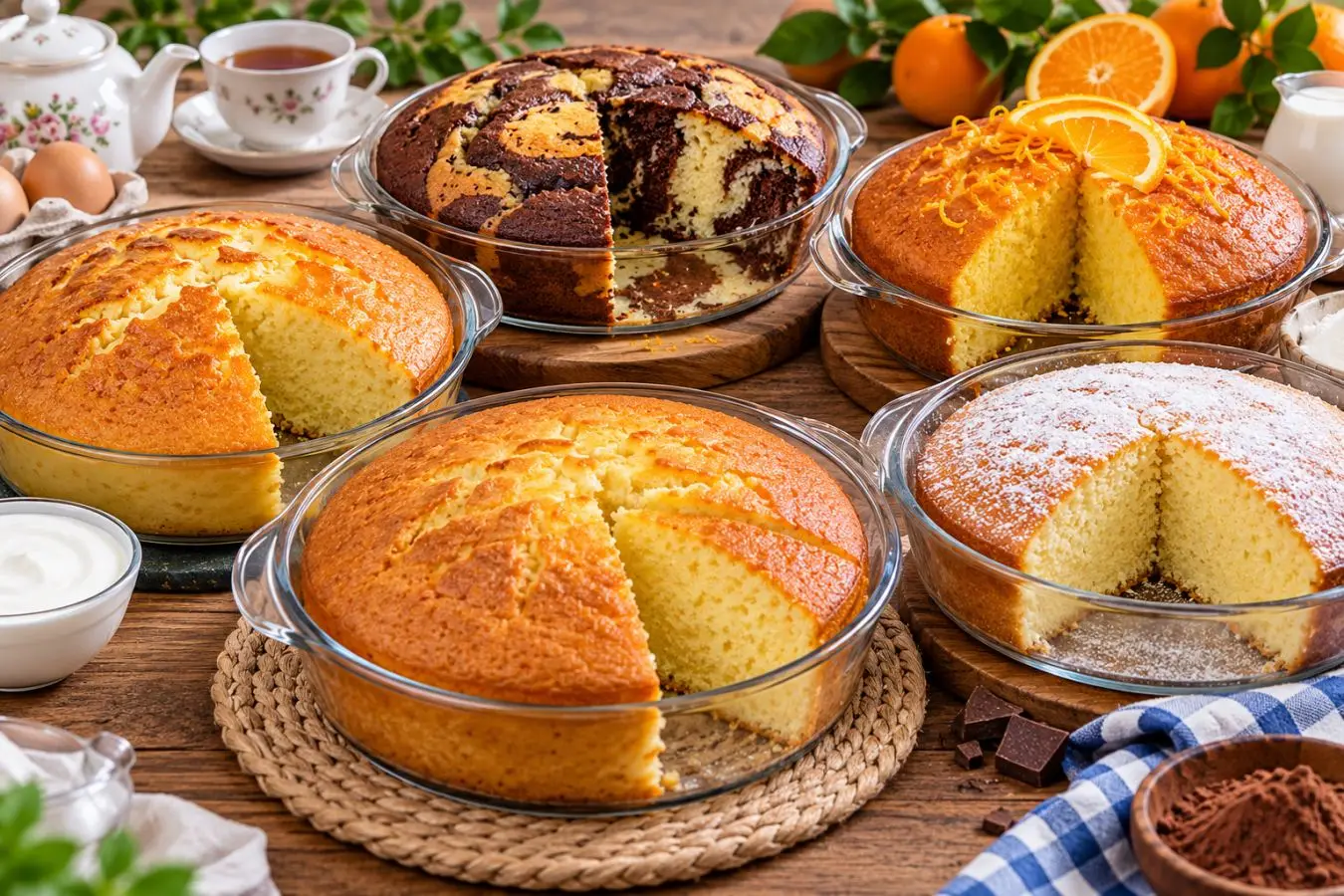تصویر کیک خانگی نرم و پف‌دار با مواد ساده