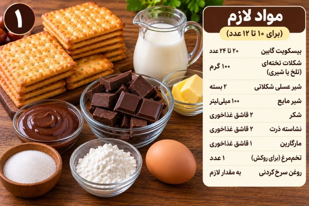 بیسکوییت شکلاتی مغزدار با مواد اولیه ساده و بدون فر