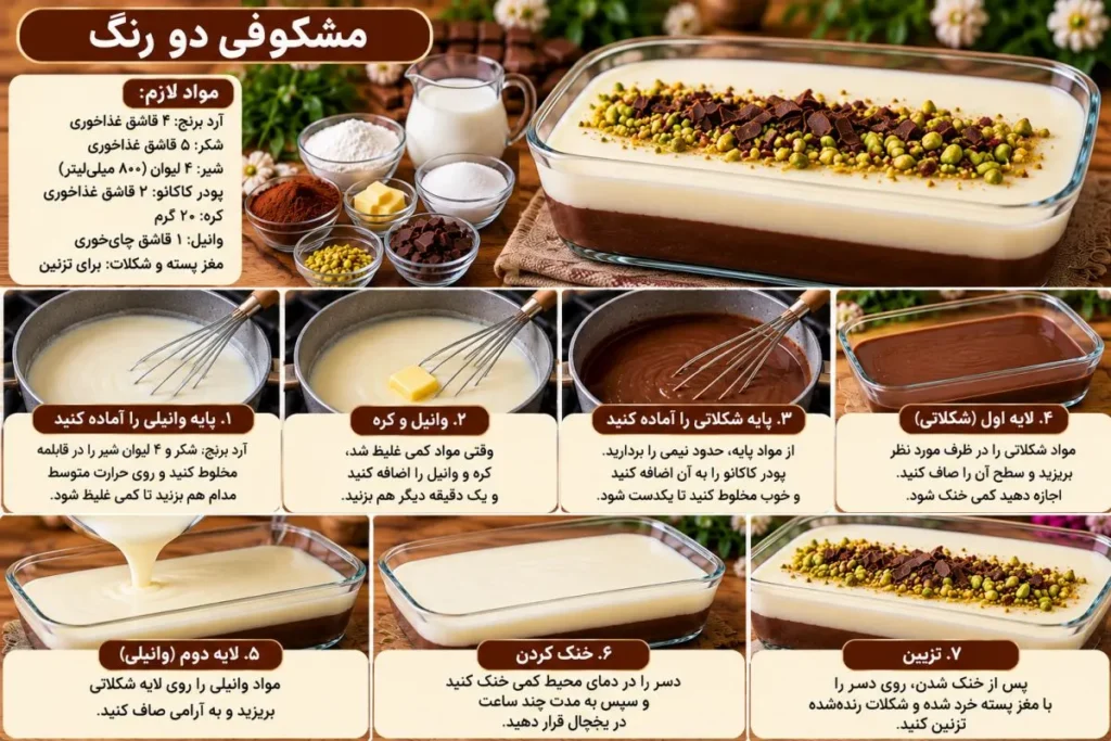دسر مشکوفی دورنگ با لایههای متفاوت