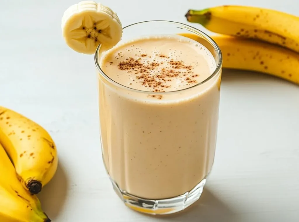 یک لیوان شیر موز تازه و خوشمزه