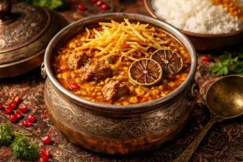خورشت قیمه مجلسی با ترفند ترد ماندن سیب زمینی